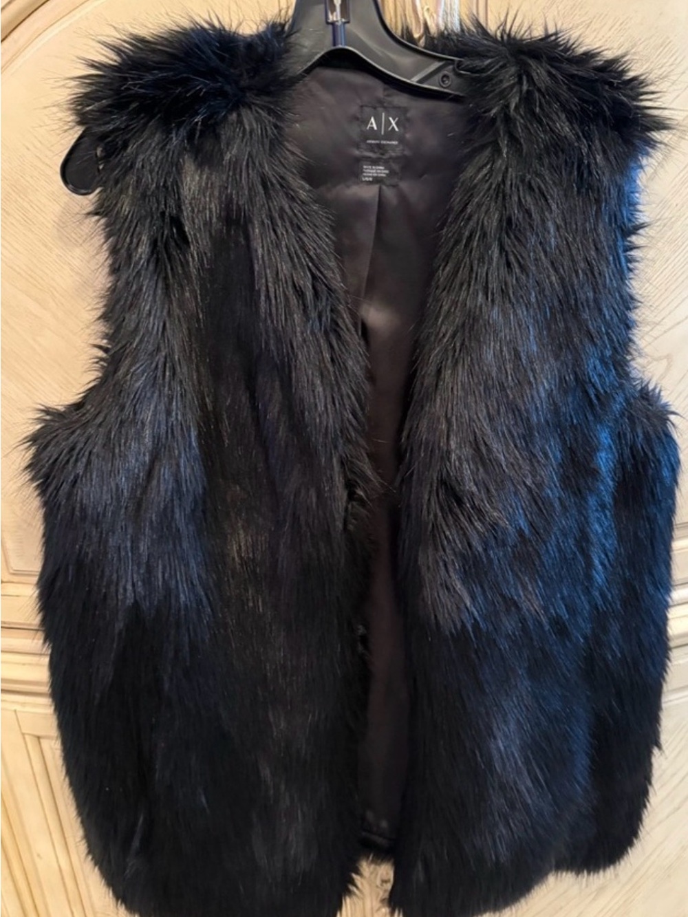 A/X Armani Exchange Black Faux Fur Teddy Vest